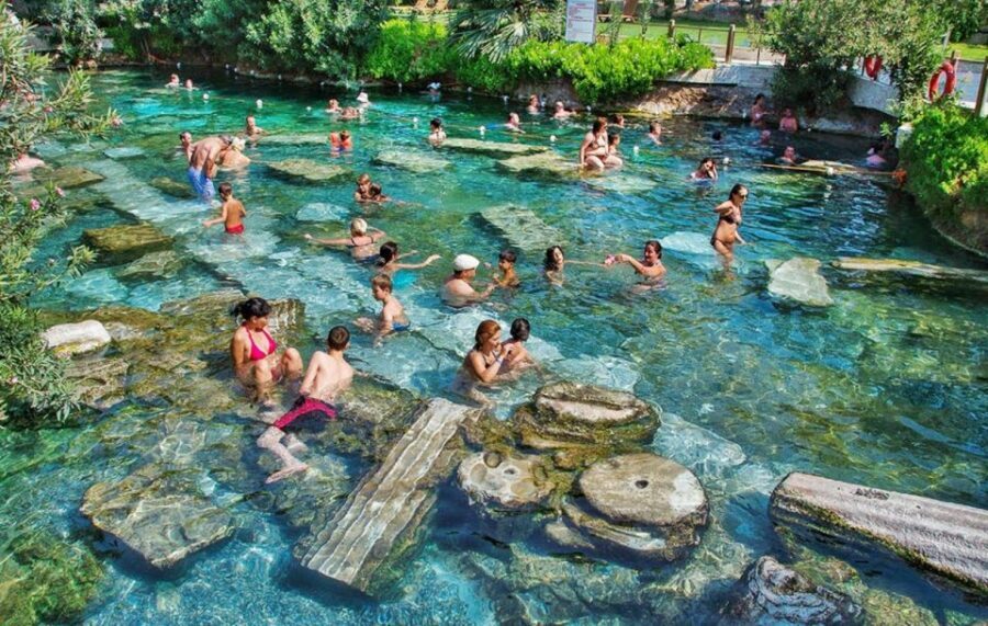 From Kusadasi and Selcuk: Pamukkale and Hiearapolis Tour - The Sacred Pool moment, plus why you should dry off